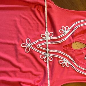 Sleeveless Crown and Ivy 2X Coral Summer Dress With White Detail